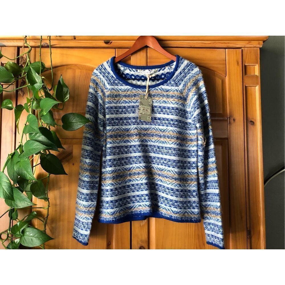 Chelsea & Violet Womens L Blue Fair Isle Knit Sweater Cozy Boho NWT - Picture 3 of 13